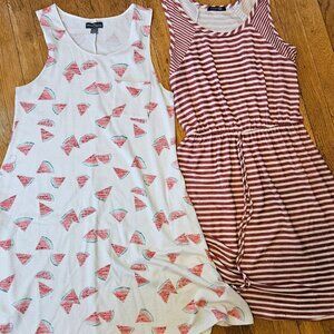 Two summer dresses, striped and watermelon size S